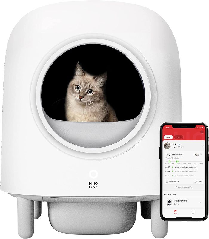 Photo 1 of Automatic Cat Litter Box, HHOLOVE Extra Large Self Cleaning Smart Cat Litter Robot Box for Multiple Cats with APP Remote Control, Intelligent Radar Safety Protection,Alerts, No More Scooping