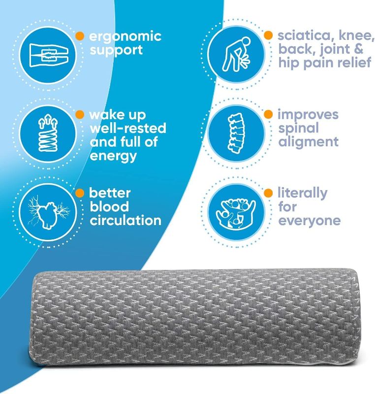 Photo 1 of 5 STARS UNITED Half Moon Bolster Semi-Roll Pillow - Ankle and Knee Support - Leg Elevation - Back, Lumbar, Neck Pain Relief - Pad for Side and Stomach Sleepers - 20.4x7.8x4.3 inches