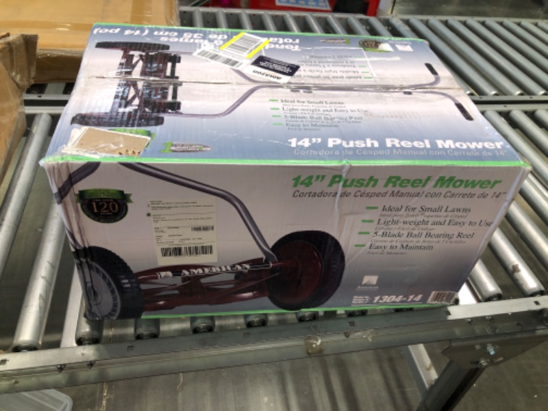 Photo 2 of American Lawn Mower Company 1304-14 14-Inch 5-Blade Push Reel Lawn Mower & Worx WG163 GT 3.0 20V Power Share 12 Inch Cordless String Trimmer & Edger, 12in, 2 Batteries Included