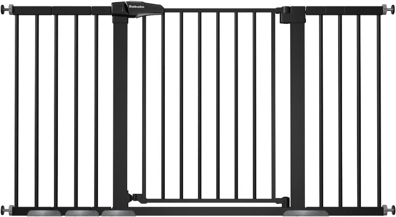 Photo 1 of 29-55 Inch Extra Wide Baby Gate, Metal Dog Gate, Pressure Mounted Pet Gate for Stairs & Doorways, NO Tools Needed NO Drilling, with Y Threaded Spindle Rods, Black