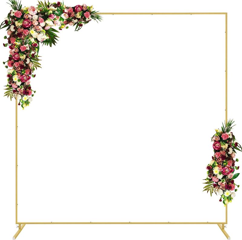 Photo 1 of 6.6FT x 6.6FT Gold Wedding Arches for Ceremony Rectangular Metal Balloon Arch Stand Kit Garden Floral Square Arch Frame Background for Anniversary Birthday Party Bridal Shower Decoration Home Decor