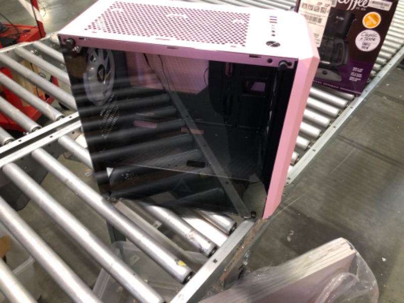 Photo 1 of Apevia PRODIGY-PK Micro-ATX Gaming Case with 1 x Tempered Glass Panel, Top USB3.0/USB2.0/Audio Ports, 3 x RGB Fans, Pink Frame