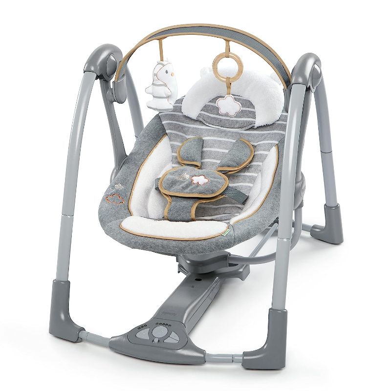 Photo 1 of Ingenuity Swing 'n Go Deluxe 5-Speed Baby Swing with Cushioned Harness - Foldable, Portable, 2 Plush Toys & Sounds, 0-9 Months 6-20 lbs (Bella Teddy)