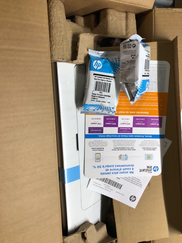 Photo 1 of HP DeskJet 2755e Wireless Color All-in-One Printer with bonus 6 months Instant Ink (26K67A), white