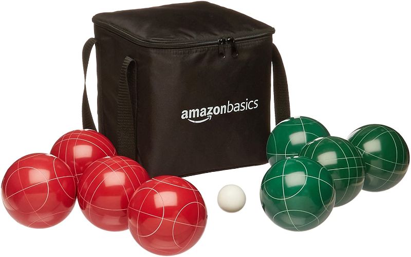 Photo 1 of Amazon Basics Bocce Ball Set with Soft Carry Case (ONE RED BALL MISSING)