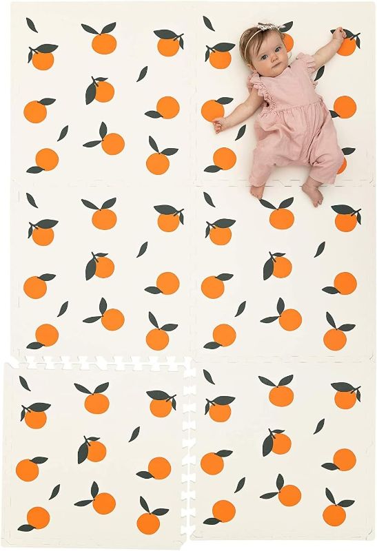 Photo 1 of CHILDLIKE BEHAVIOR Baby Play Mat - Play Pen Tummy Time Mat & Crawling Mat Foam Play Mat for Baby with Interlocking Floor Tiles 72x48 Inches Puzzle- Baby Floor Mat Infants & Toddlers (X-Large, Oranges)