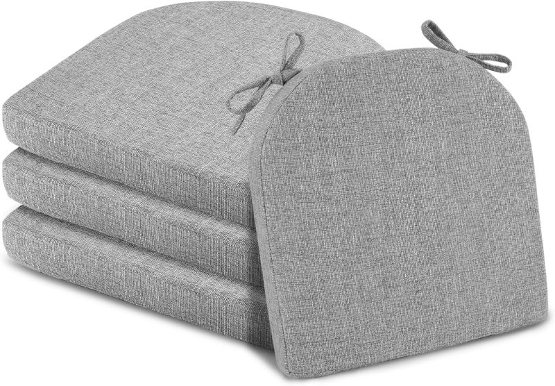 Photo 1 of Basic Beyond Chair Cushions for Dining Chairs 4 Pack, Memory Foam Chair Cushion with Ties and Non Slip Backing, 16 x 16 inches Chair Pads for Dining Chairs(Light Grey)
