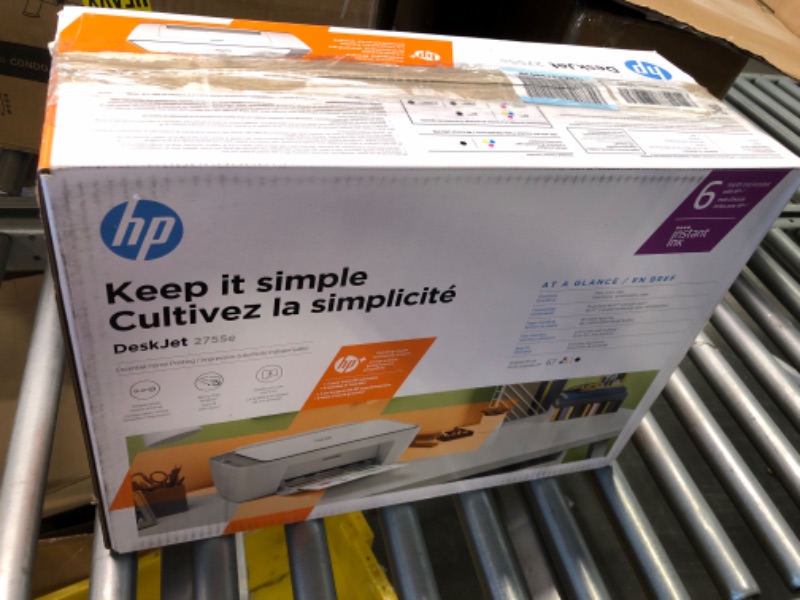 Photo 2 of HP DeskJet 2755e Wireless Color All-in-One Printer with bonus 6 months Instant Ink (26K67A), white