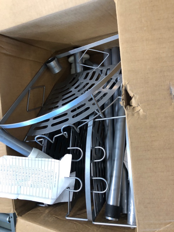 Photo 1 of SEIRIONE Rustproof Shower Corner Caddy Organizer for Bathroom, Freestanding Tension Pole with 4 Baskets, for Bathtub Shampoo Storage, 56 to 114 Inch Height