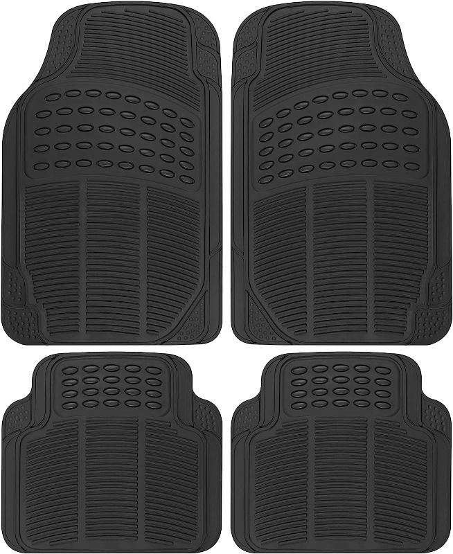 Photo 1 of BDK All Weather Rubber Floor Mats for Car SUV & Truck - 4 Pieces Set (Front & Rear), Trimmable, Heavy Duty Protection
