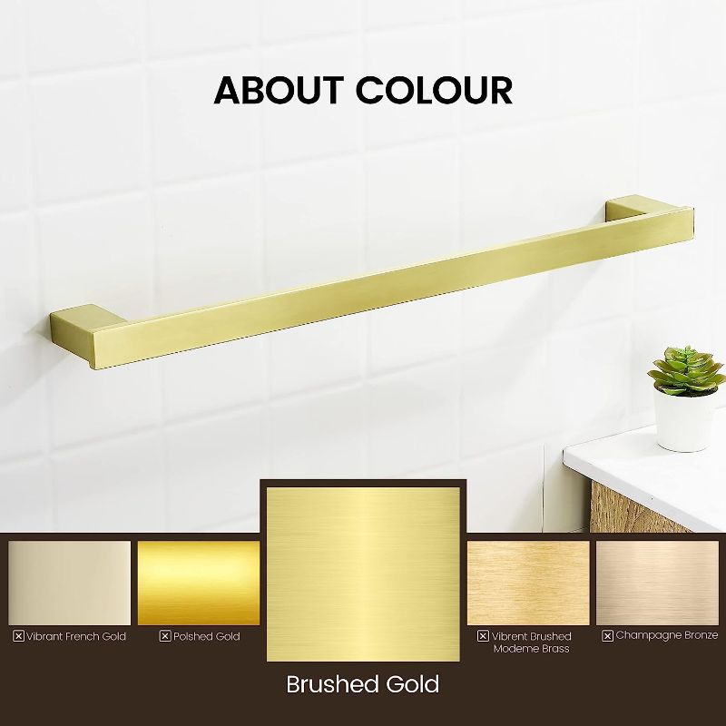 Photo 1 of BATHSIR Gold Towel Bar, Brushed Gold Towel Rack 24 Inch Bathroom Towel Holder Square Wall Mounted Stainless Steel