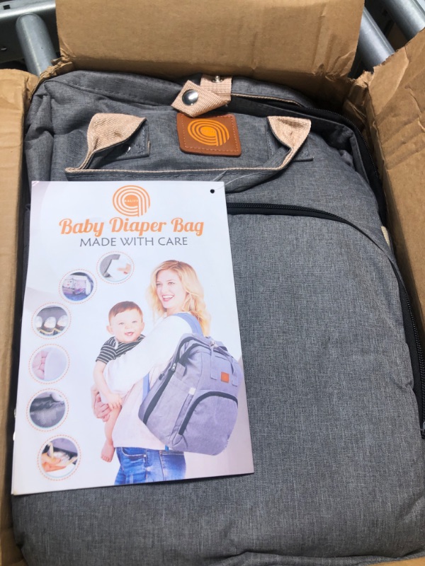 Photo 3 of Diaper Backpack Multifunction Travel Back Pack Large Capacity Baby Changing Bags for Toddlers With Insulated Pockets Grey