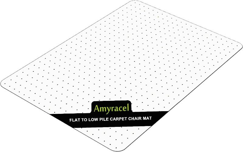 Photo 1 of Amyracel Office Chair Mat for Carpet, 48” x 48” Studded Desk Chair Mat for Carpeted Floors, Clear Floor Mat for Office Chair on Flat or Low Pile Carpet