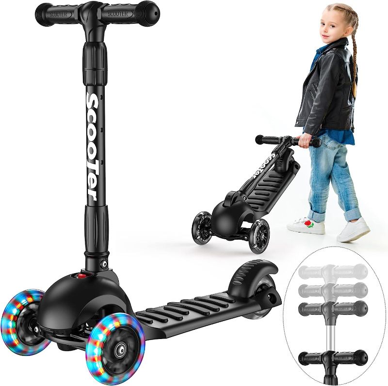 Photo 1 of Banne Scooter Height Adjustable Lean to Steer Flashing PU Wheels 3 Wheel Kick Scooters for Kids Boys Girls