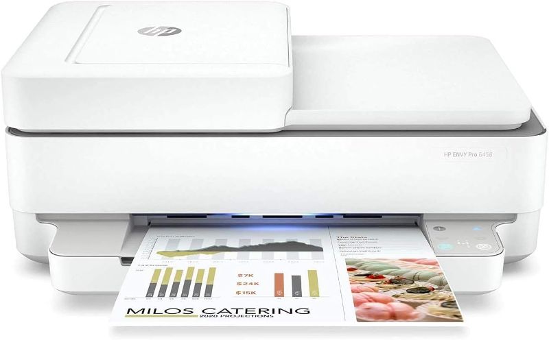 Photo 1 of HP Envy Pro 6458 All-in-One Wireless Printer: Easy Printing, Scanning, Photo Copying, Fax Jobs, High-Yield Ink Stability, Borderless, Double-Sided Printing for Home & Office, 5SE48A (Renewed)
