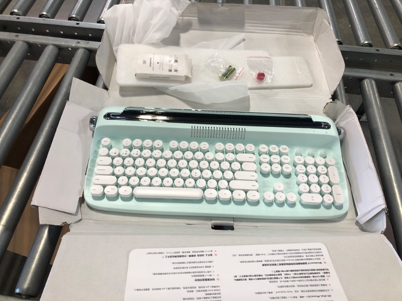 Photo 1 of PolaTab Actto Retro Bluetooth Keyboard, Wireless Typewriter Keyboard with Integrated Stand (Sweet Mint)
