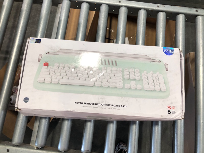 Photo 1 of PolaTab Actto Retro Bluetooth Keyboard, Wireless Typewriter Keyboard with Integrated Stand (Sweet Mint)