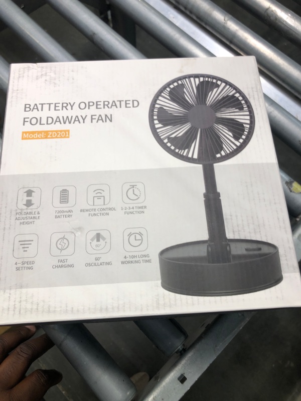 Photo 1 of 7200mAh Battery Powered Oscillating Fan, 8" Rechargeable Foldaway Fan, 12H Working Time, Height Adjustment, 4 Speeds, Remote Control, Portable Standing Fan for RV, Travel, Camping, Desk, Home, Outdoor