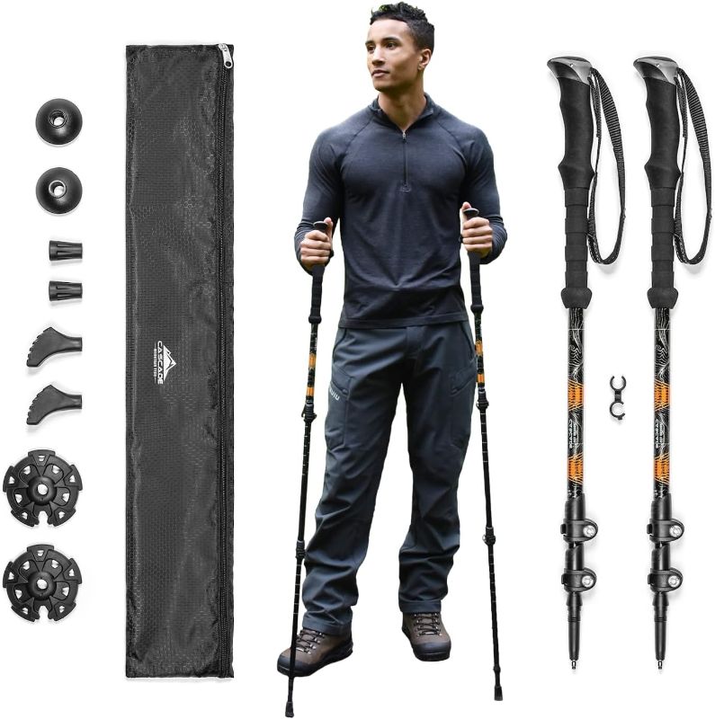 Photo 1 of Cascade Mountain Tech Lightweight Aircraft-Grade Aluminum Trekking Poles with Extended Down Grip Plus Tip Kit