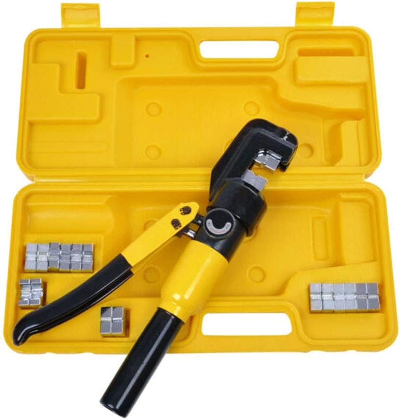 Photo 1 of 10 Ton Hydraulic Hand Crimper Tool Set for Stainless Steel Cable Railing Fittings, Crimps 1/8" to 3/16", Cable Crimping Tool ?with 9 Pairs of Dies