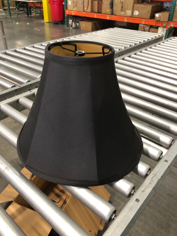 Photo 1 of 7x14x11 Black with Gold Lining Bell Lampshade with Brass spider fitter - Perfect for small table lamps, desk lamps, and accent lights -Medium, Black
