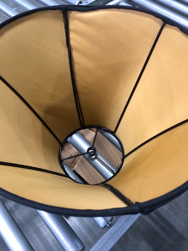 Photo 1 of 7x14x11 Black with Gold Lining Bell Lampshade with Brass spider fitter - Perfect for small table lamps, desk lamps, and accent lights -Medium, Black