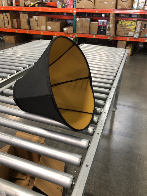 Photo 1 of 7x14x11 Black with Gold Lining Bell Lampshade with Brass spider fitter - Perfect for small table lamps, desk lamps, and accent lights -Medium, Black