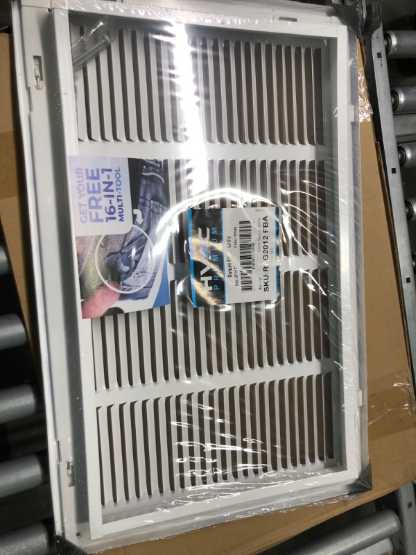 Photo 3 of 20" X 12" Steel Return Air Filter Grille for 1" Filter - Easy Plastic Tabs for Removable Face/Door - HVAC DUCT COVER - Flat Stamped Face -White [Outer Dimensions: 21.75w X 13.75h] White 20 X 12