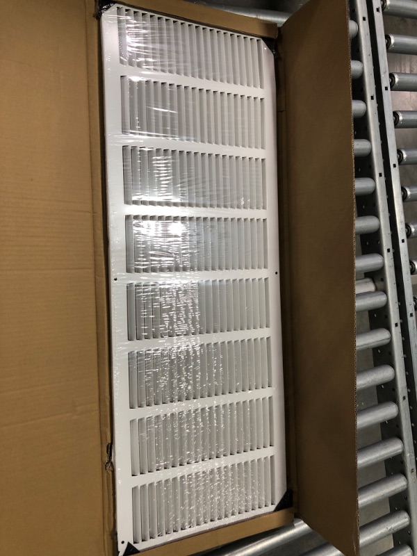 Photo 3 of 32"W x 10"H [Duct Opening Measurements] Steel Return Air Grille (HD Series) Vent Cover Grill for Sidewall and Ceiling, White | Outer Dimensions: 33.75"W X 11.75"H for 32x10 Duct Opening Duct Opening Size: 32"x10"