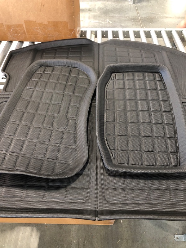 Photo 4 of Tesla Model Y Floor Mats Custom Fit for Model Y 2023-2021, All-Weather 100% TPE Odorless Waterproof Model Y Accessories, 1st & 2nd Row, Cargo Liners Foxpark Black-4PCS