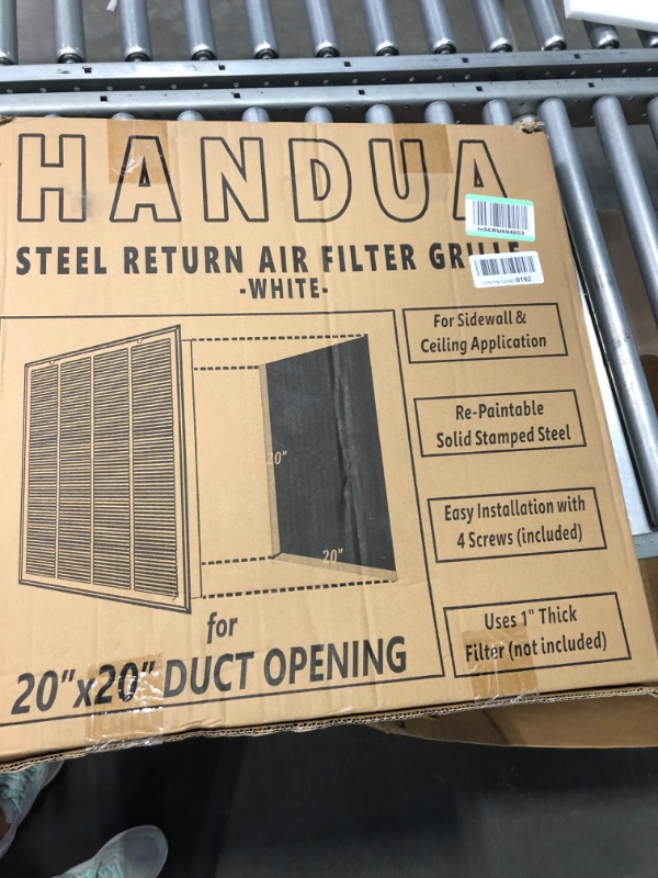 Photo 2 of 20"W x 20"H [Duct Opening Measurements] Steel Return Air Filter Grille [Removable Door] for 1-inch Filters | Vent Cover Grill, White | Outer Dimensions: 22 5/8"W X 22 5/8"H for 20x20 Duct Opening Duct Opening style: 20 Inchx20 Inch