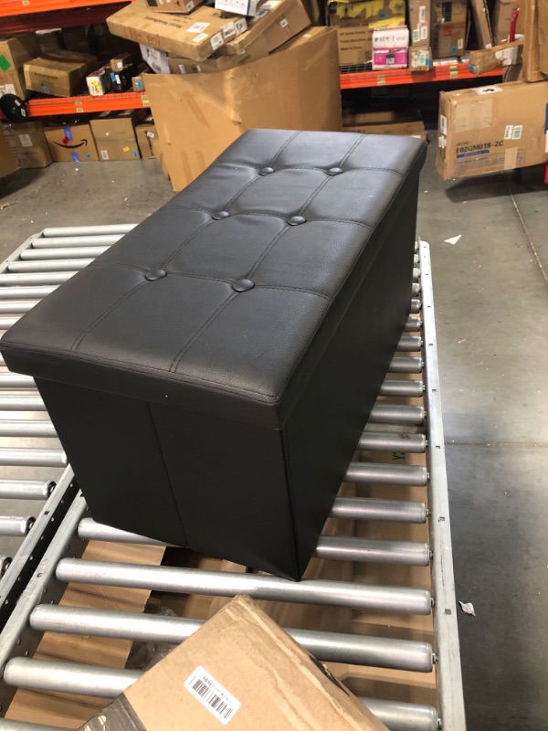 Photo 1 of ALASDO Storage Ottoman Folding Rectangle Cube Coffee Table Multipurpose Foot Rest Short Children Sofa Leather Ottomans Bench Foot Rest for Bedroom L30W15H15 Black 30*15*15inch Black