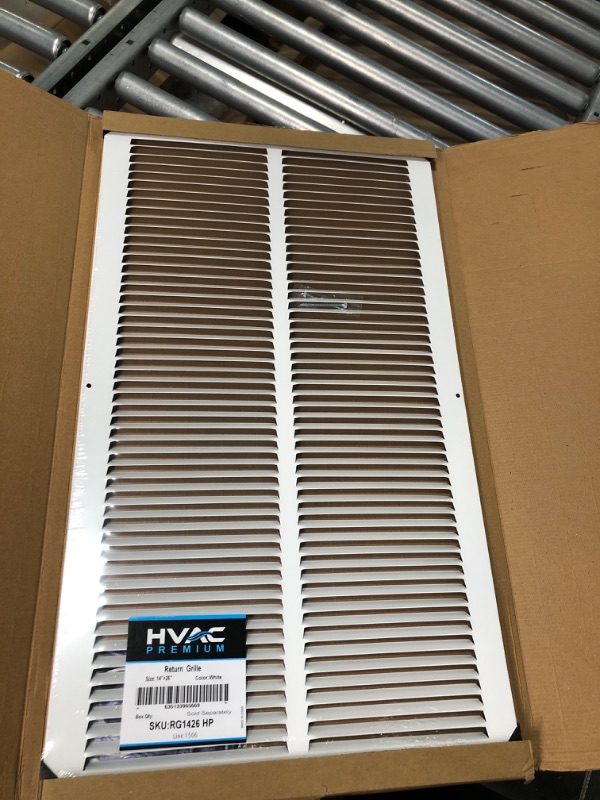 Photo 3 of 14" x 26" Return Air Grille - Sidewall and Ceiling - HVAC Vent Duct Cover Diffuser - [White] [Outer Dimensions: 15.75w X 27.75" h] 14 x 26 White