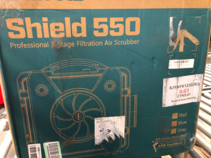 Photo 1 of CADPXS Shield-550 Negative Machine Airbourne Cleaner HEPA Scrubber Water Damage Restoration Equipment Air Purifier, Air Scrubbers 550 air scrubbers Blue