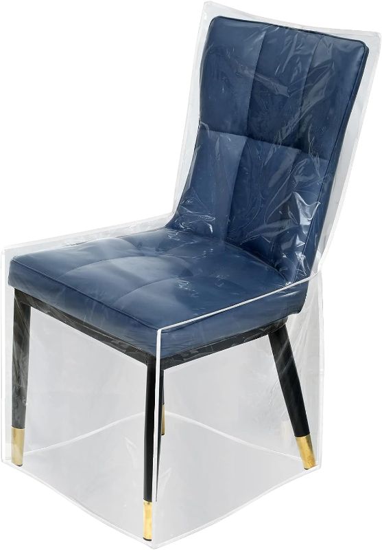 Photo 3 of  4 Pack Full-Size Plastic Dining Chair Covers,Clear PVC Seat Protectors for Dining Room, Waterproof and Dustproof Chair Slipcover
