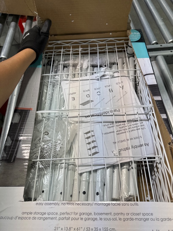 Photo 1 of Home Basics 5 Tier Wire Shelving Unit, (White) Steel Storage Shelves | Tall Wire Shelf | for Food, Laundry Supplies, Paint, Hardware, and More 5 Tier White