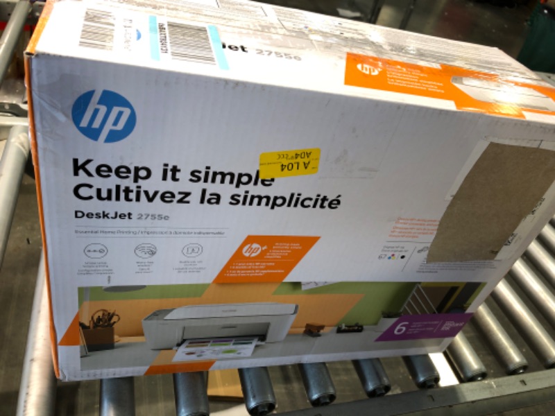 Photo 3 of HP DeskJet 2755e Wireless Color All-in-One Printer with bonus 6 months Instant Ink (26K67A), white