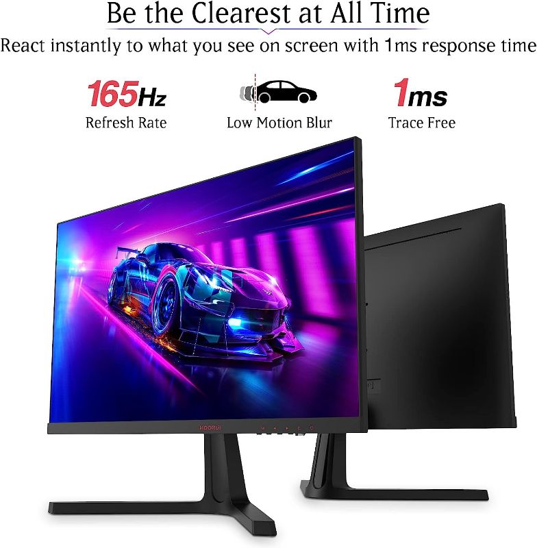 Photo 1 of KOORUI 24 Inch Computer Monitor -FHD 1080P Gaming Monitor 165Hz VA 1ms Build-in FreeSync, Compatible G-sync, LED Monitors with Ultra-Thin, HDMI X2 /DP, VESA Compatible, Tilt Adjustable, Eye Care 24E4
