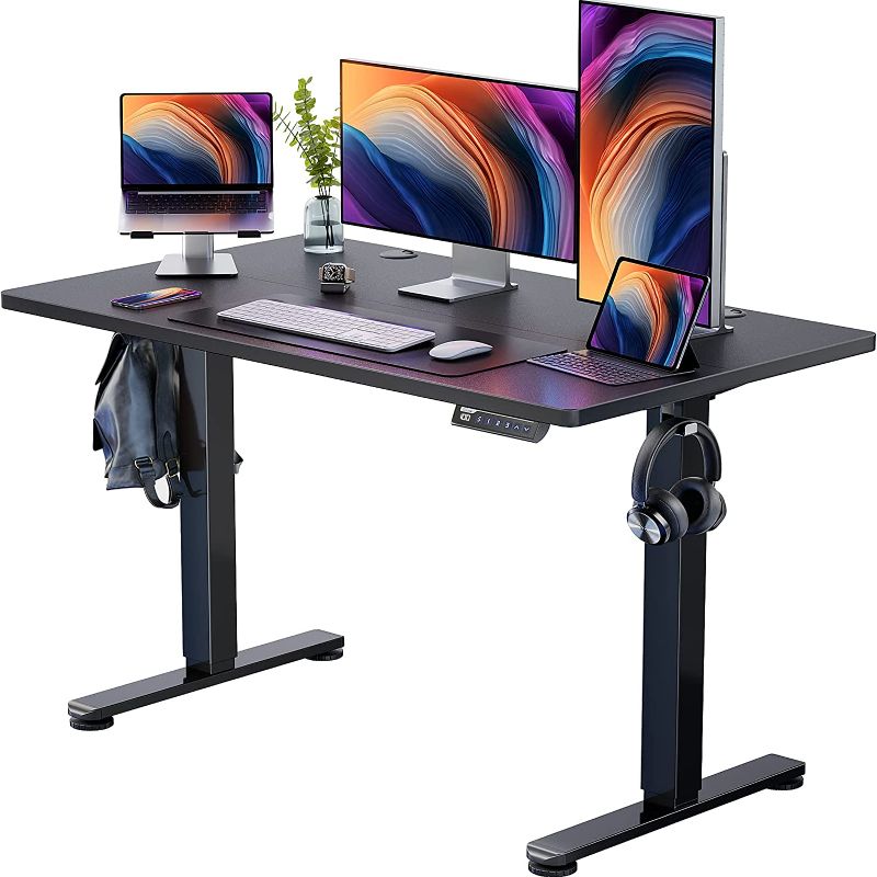 Photo 1 of ErGear Height Adjustable Electric Standing Desk, 48 x 24 Inches Sit Stand up Desk, Memory Computer Home Office Desk (Black)
