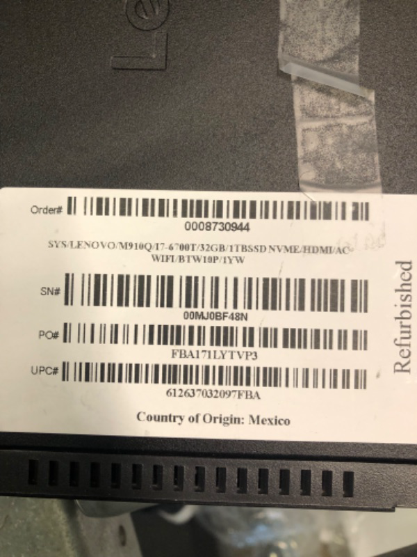 Photo 4 of Lenovo ThinkCentre M910Q Tiny Desktop Computer, Intel Core i7-6700T Upto 3.6GHz, 32GB RAM, 1TB NVMe SSD, 4K 3-Monitor Support DisplayPort, HDMI, AC Wi-Fi, Bluetooth - Windows 10 Pro (Renewed)

