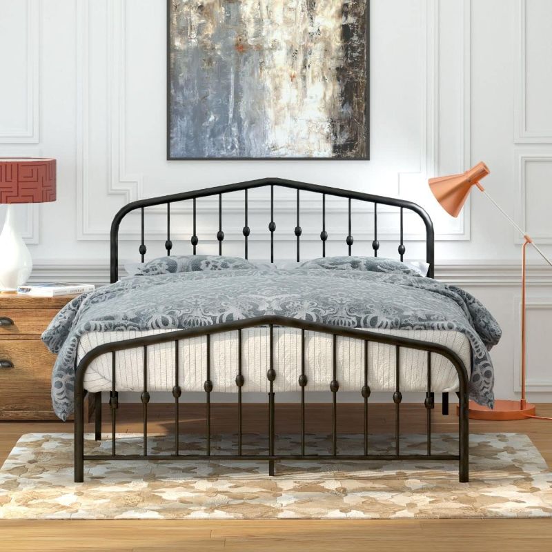 Photo 1 of AMBEE21 Washington Twin Metal Bed Frame with Headboard and Footboard/Heavy Duty/Non-Squeak/Easy Assembly/Solid Sturdy Metal Slat/Black/No Box Spring Needed/Mattress Foundation
