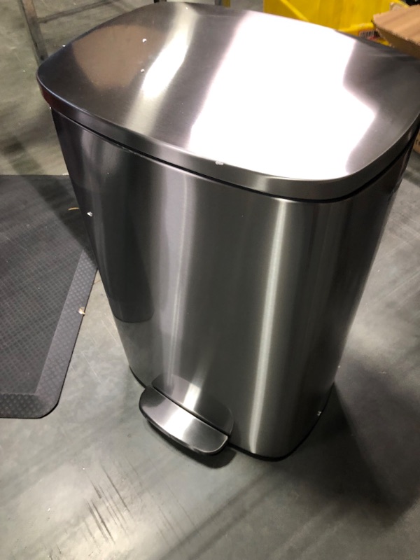 Photo 4 of Amazon Basics 50 Liter / 13.2 Gallon Soft-Close, Smudge Resistant Trash Can with Foot Pedal - Brushed Stainless Steel, Satin Nickel Finish 50L / 13.2 Gallon