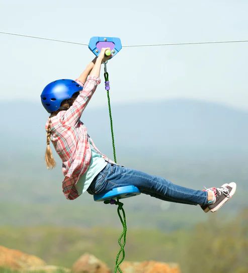 Photo 1 of 150-Foot Blue Galvanized Steel Backyard Zipline Kit
