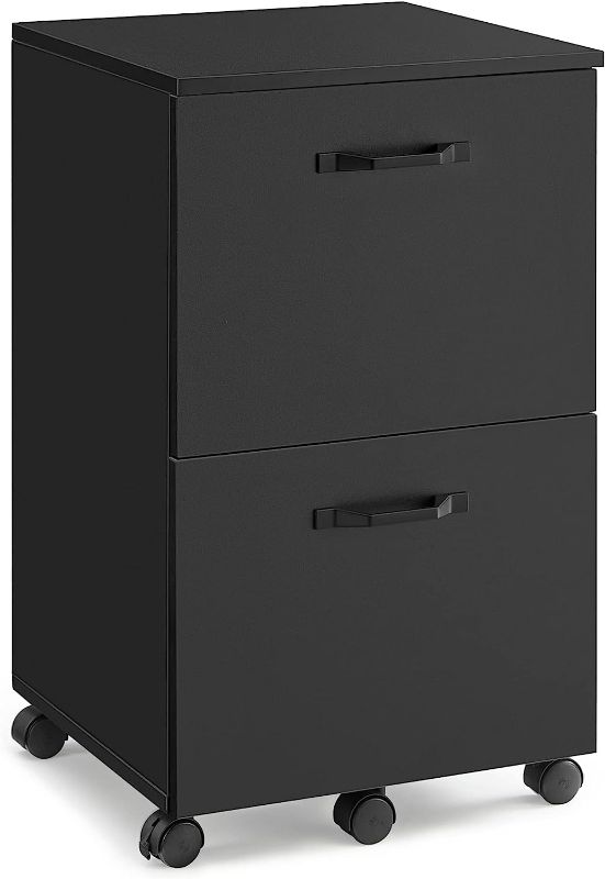 Photo 1 of VASAGLE 2-Drawer File Cabinet, Filing Cabinet for Home Office, Small Rolling File Cabinet, Printer Stand, for A4, Letter-Size Files, Hanging File Folders, Modern Style, Matte Black UOFC040B16
