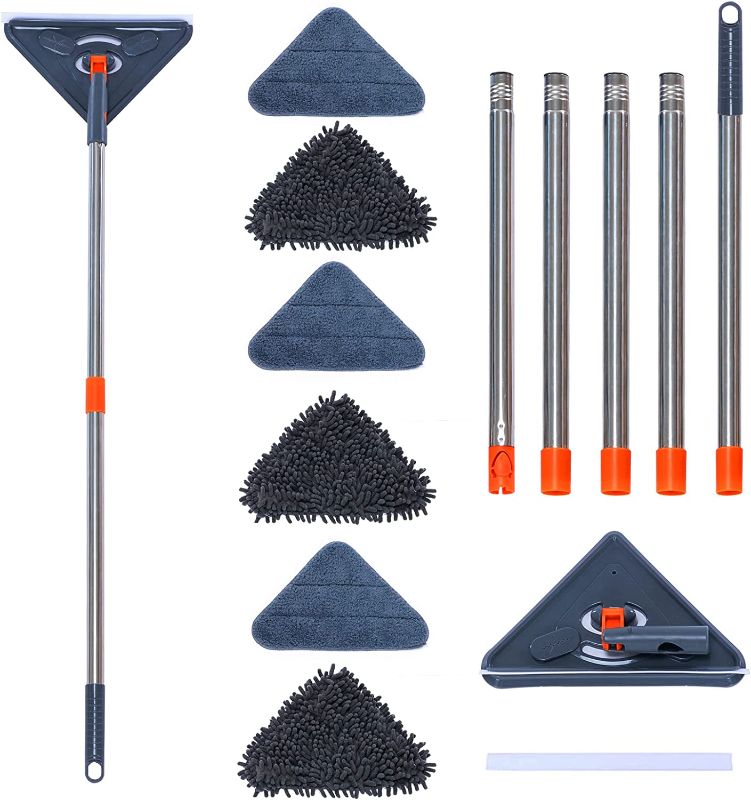 Photo 1 of 85" Wall Mop, Wall Cleaner with Long Handle, 360° Rotation, Ceiling Cleaning Tool with Extension Pole 39" to 85 ",6 Microfiber Chenille Pads

