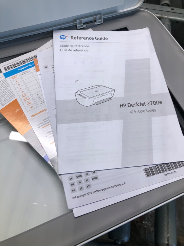 Photo 1 of HP DeskJet 2755e Wireless Color All-in-One Printer with bonus 6 months Instant Ink (26K67A), white