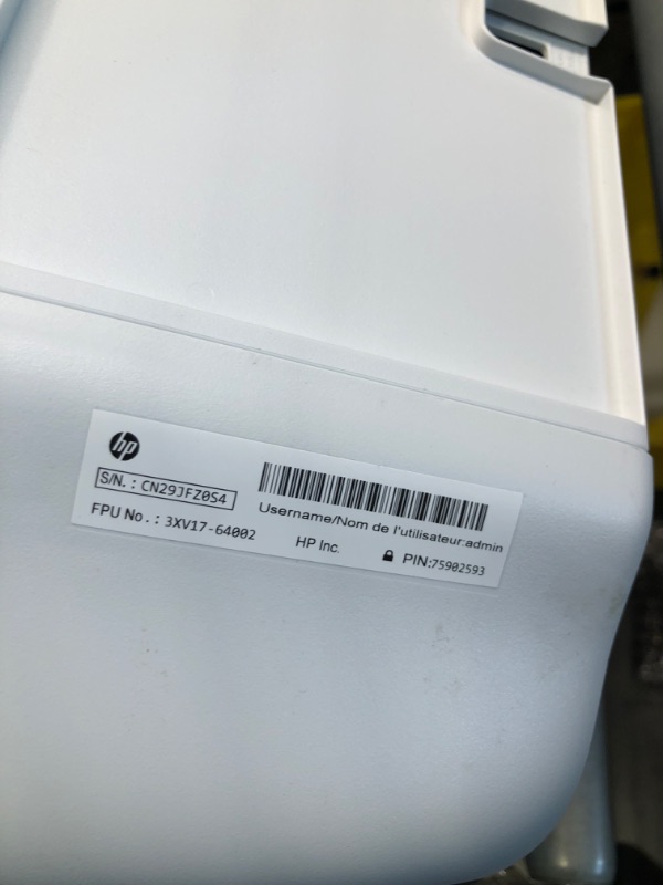 Photo 1 of HP DeskJet 2755e Wireless Color All-in-One Printer with bonus 6 months Instant Ink (26K67A), white