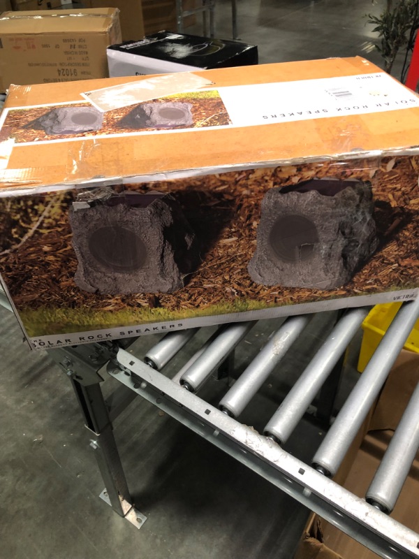 Photo 1 of Innovative Technology Outdoor Rock Speaker Pair - Wireless Bluetooth Speakers for Garden, Patio, Waterproof, Built for all Seasons & Solar Powered with Rechargeable Battery, Music Streaming - Charcoal