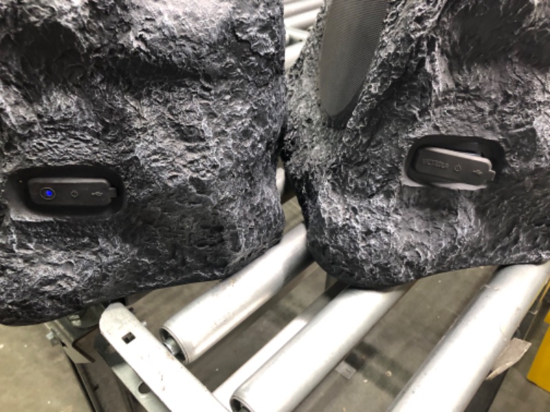 Photo 1 of Innovative Technology Outdoor Rock Speaker Pair - Wireless Bluetooth Speakers for Garden, Patio, Waterproof, Built for all Seasons & Solar Powered with Rechargeable Battery, Music Streaming - Charcoal