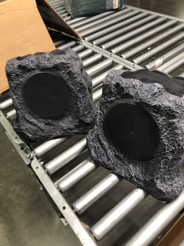 Photo 1 of Innovative Technology Outdoor Rock Speaker Pair - Wireless Bluetooth Speakers for Garden, Patio, Waterproof, Built for all Seasons & Solar Powered with Rechargeable Battery, Music Streaming - Charcoal